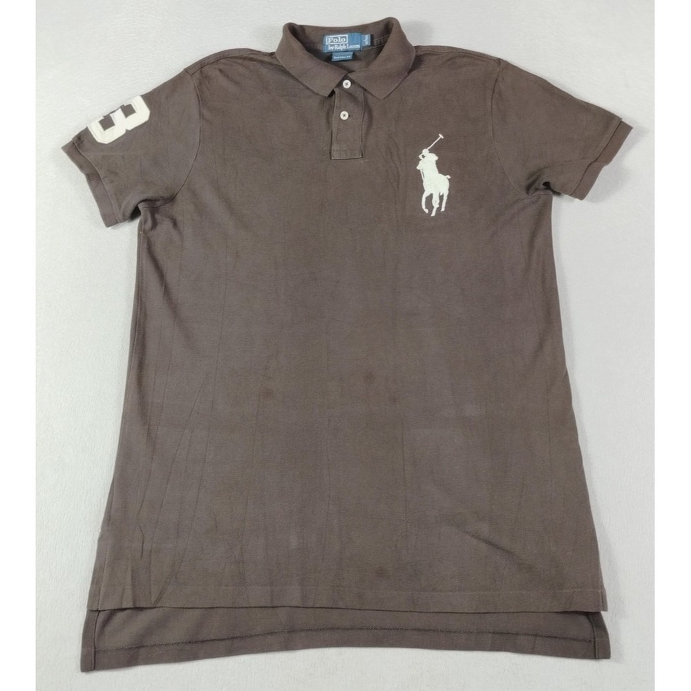 Vintage Polo By Ralph Lauren Polo Shirt Mens Large Brown Big Pony Preppy 90s